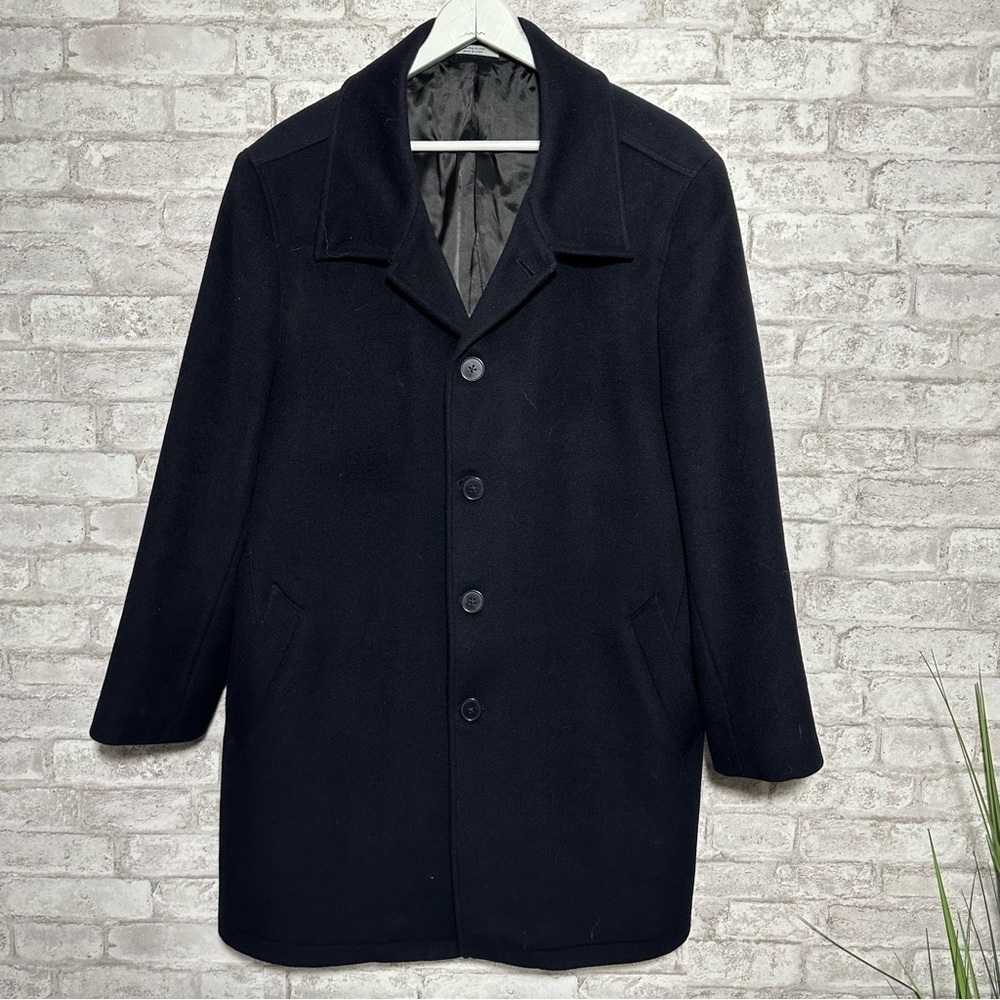 NORDSTROM Men’s Shop wool blend pea coat men’s DL navy blue mid length
